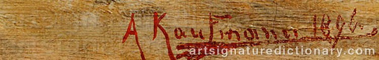 Authentic signature by Adolf KAUFMANN on artwork