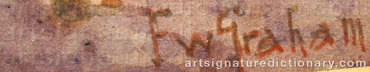 Authentic signature by F. W. GRAHAM on  artwork