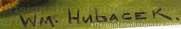 Authentic signature by William HUBACEK on Painting/Watercolour artwork