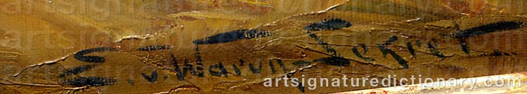 Authentic signature by Eugen Von WARUN-SEKRET on  artwork