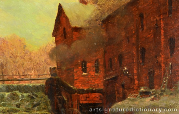 Close-up details showing Frits THAULOW signature forgery characteristics