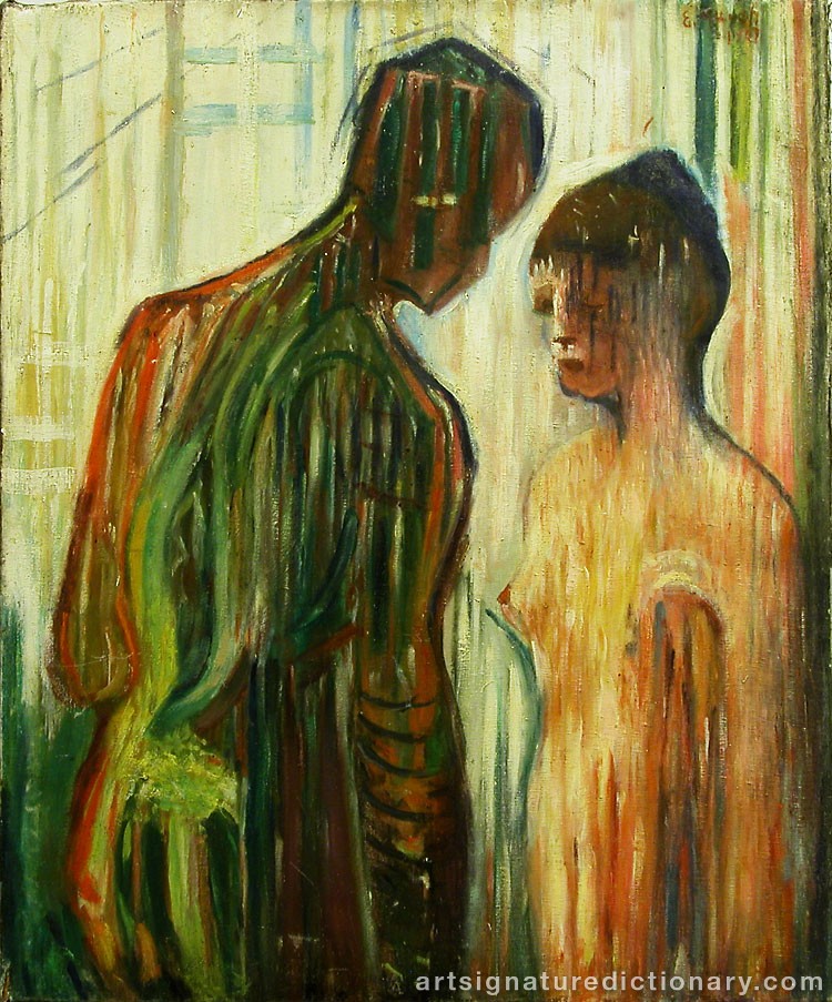 Close-up details showing Edvard MUNCH signature forgery characteristics