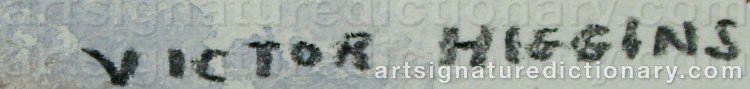 Authentic signature by Victor HIGGINS on Painting/Watercolour artwork