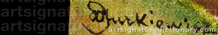 Authentic signature by Andrzej Robert JURKIEWICZ on  artwork