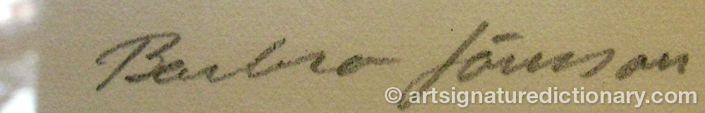 Authentic signature by Barbro JÖNSSON on Drawing/Graphic/Print artwork