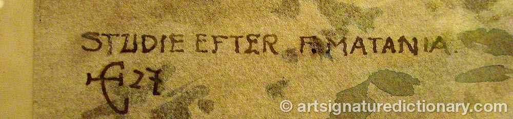 Authentic signature by F MATANIA on  artwork