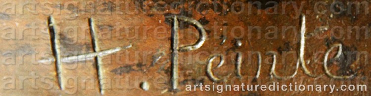 Authentic signature by Henri PEINTE on Sculpture artwork