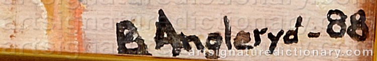 Authentic signature by Birgitta ANGLERYD on  artwork