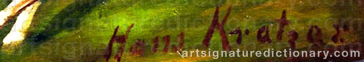 Authentic signature by Hans KRATZER on  artwork