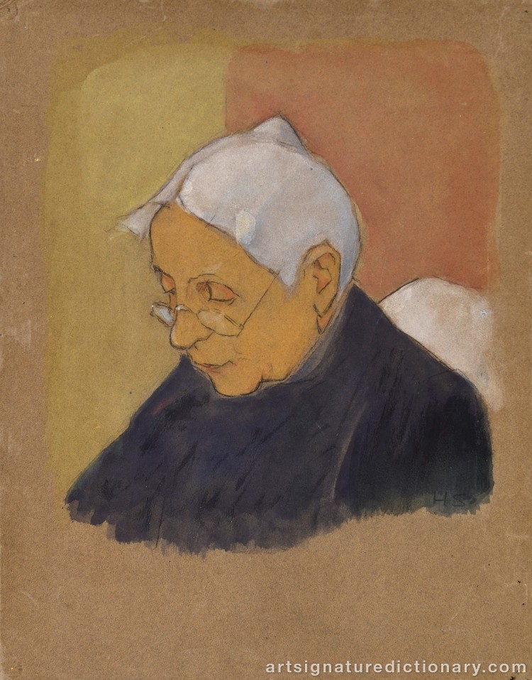 Close-up details showing Helene SCHJERFBECK signature forgery characteristics