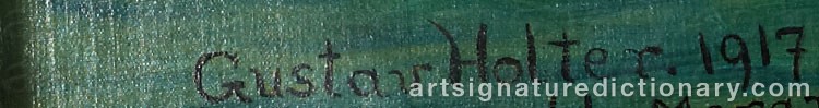 Authentic signature by Gustav Emil HOLTER on  artwork