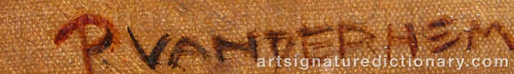 Authentic signature by Pieter VAN DER HEM on  artwork