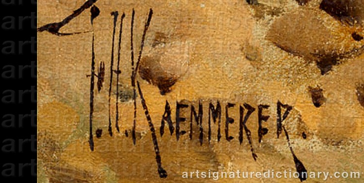 Authentic signature by Frederik Hendrik KAEMMERER on artwork