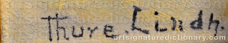 Authentic signature by Thure LINDH on Painting/Watercolour artwork