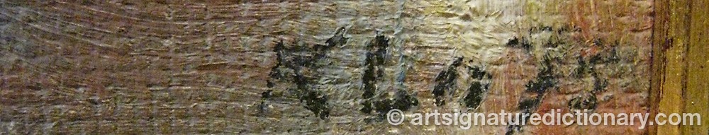 Authentic signature by Karl LINDMAN on  artwork