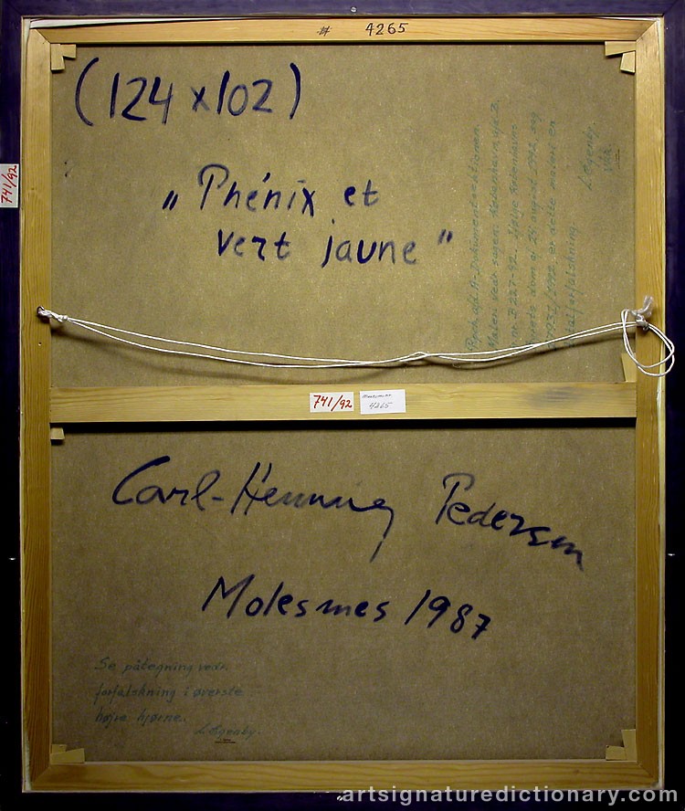 Close-up details showing Carl-Henning PEDERSEN signature forgery characteristics