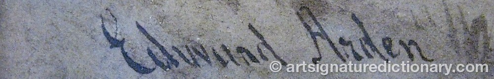Authentic signature by Edward ARDEN on  artwork