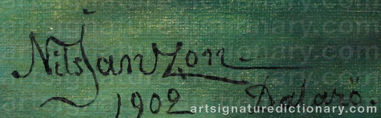 Authentic signature by Nils JANZON on Painting/Watercolour artwork