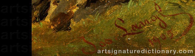 Authentic signature by Josef LANGL on artwork