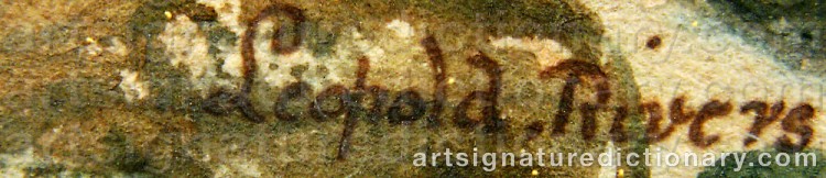 Authentic signature by Leopold RIVERS on artwork
