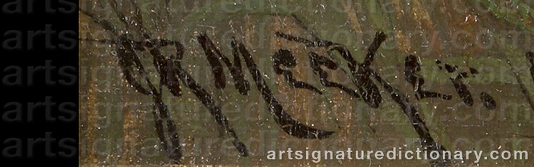 Authentic signature by Joseph Rusling MEEKER on Painting/Watercolour artwork
