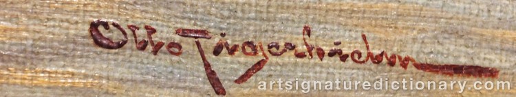 Authentic signature by Otto TIGERHIELM on Painting/Watercolour artwork