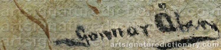 Authentic signature by Gunnar ÅBERG on artwork