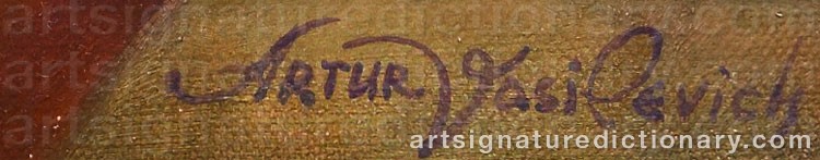 Authentic signature by Artur VASILEVICH on  artwork