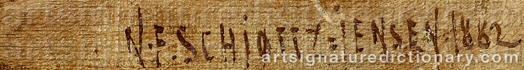 Authentic signature by Niels Frederik SCHIOTTZ-JENSEN on artwork
