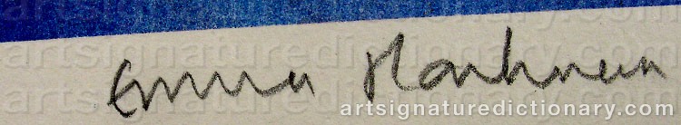 Authentic signature by Emma HARTMAN on  artwork