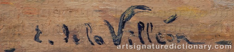 Authentic signature by Emmanuel Victor Auguste Marie De La VILLÉON on Painting/Watercolour artwork