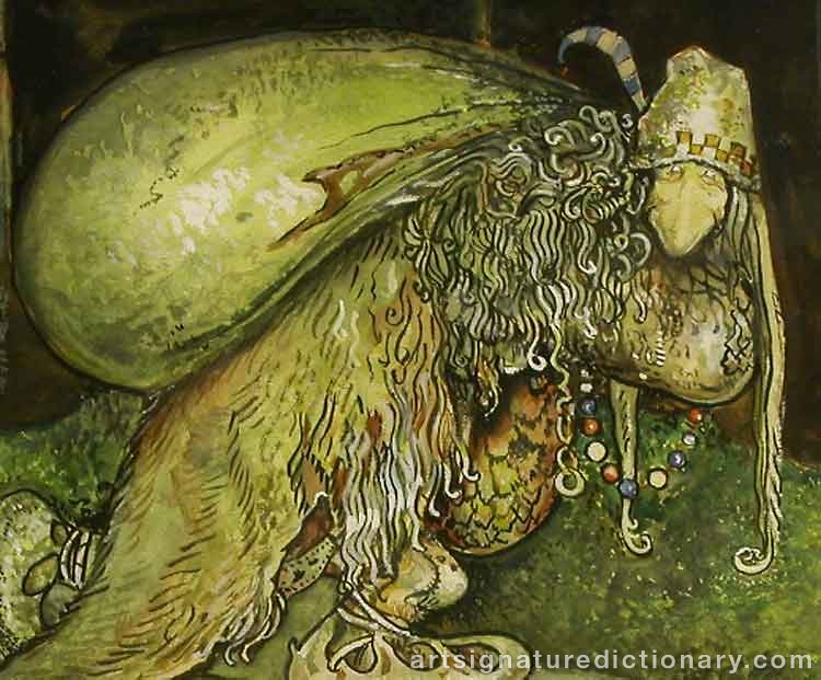 Close-up details showing John BAUER signature forgery characteristics