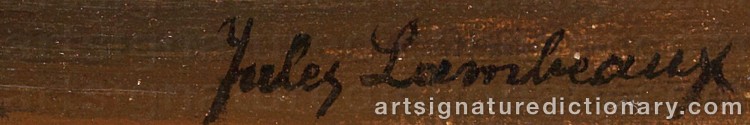 Authentic signature by Jules LAMBEAUX on  artwork