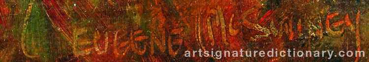 Authentic signature by Eugene Joseph MCSWINEY on  artwork