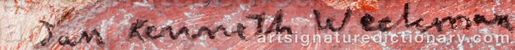 Authentic signature by Jan Kenneth WECKMAN on artwork