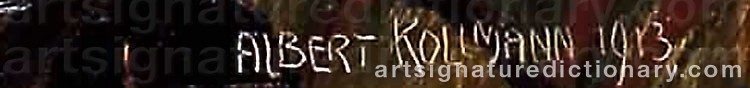 Authentic signature by Albert KOLLMANN on  artwork