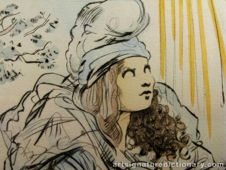 Close-up details showing Salvador DALI signature forgery characteristics