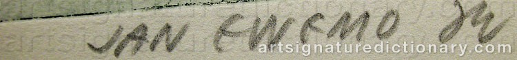 Authentic signature by Jan EWEMO on artwork