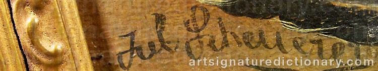 Authentic signature by Juilius SCHEUERER on  artwork
