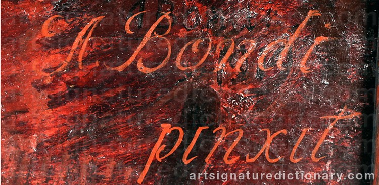 Authentic signature by A. BONDI on  artwork