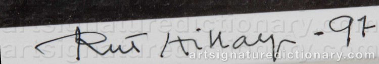 Authentic signature by Rut HILLARP on Drawing/Graphic/Print artwork