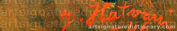 Authentic signature by Jan HATVANI on  artwork