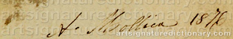 Authentic signature by Achille MOLLICA on  artwork