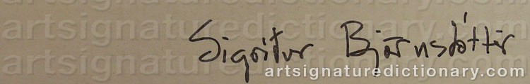 Authentic signature by Sigridur BJÖRNSDOTTIR on  artwork