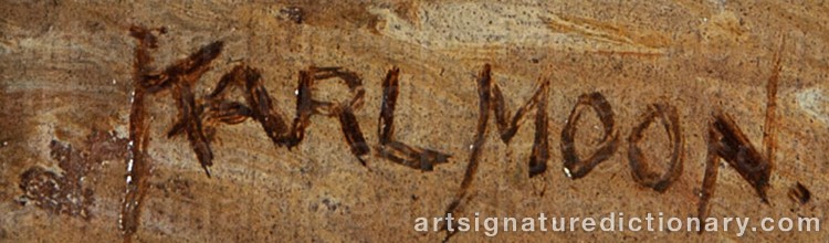 Authentic signature by Carl (Karl) Everton MOON on artwork