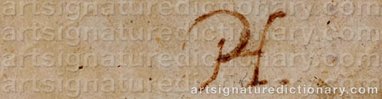 Authentic signature by Pieter HOLSTEYN on  artwork