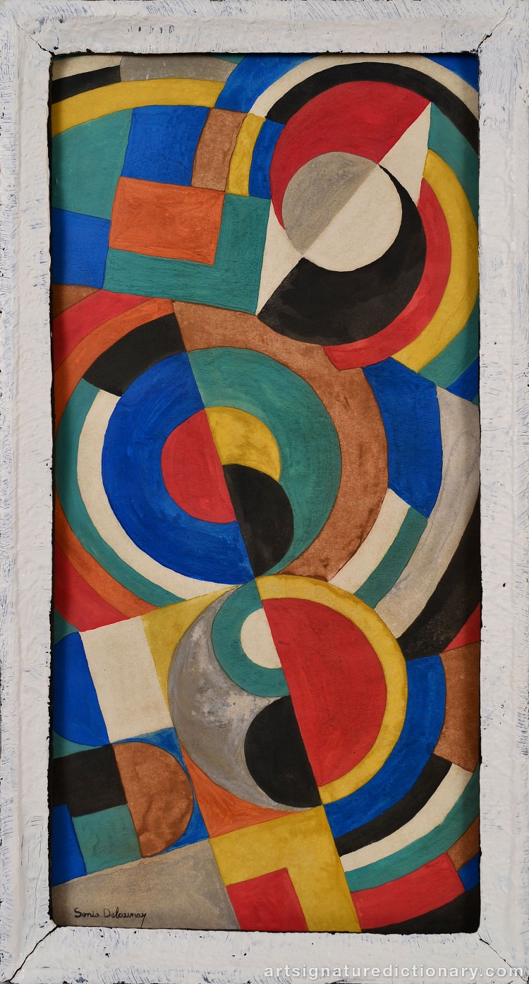 Close-up details showing Sonia DELAUNAY signature forgery characteristics