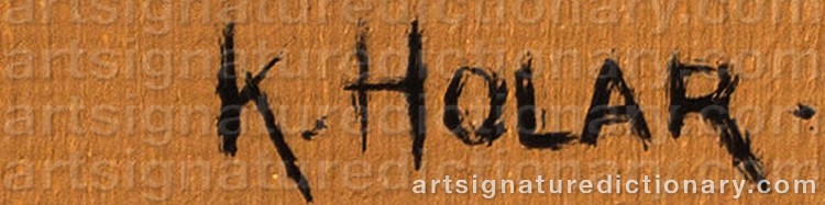 Authentic signature by Knud HOLAR on Painting/Watercolour artwork