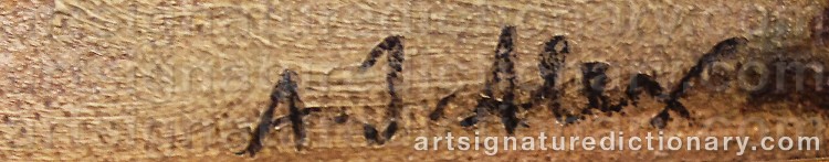 Authentic signature by Adolf J. Jelinek ALEX on Painting/Watercolour artwork