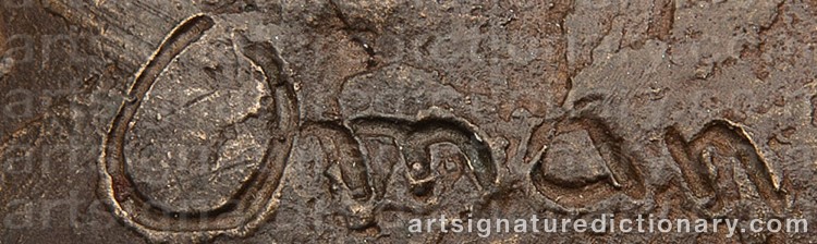 Authentic signature by Sheridan OMAN on Sculpture artwork